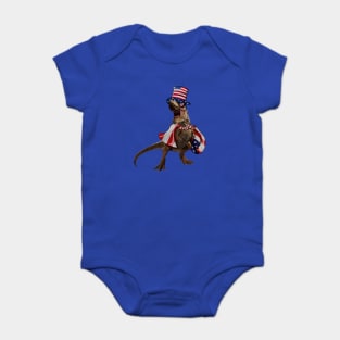 Funny T Rex Dinosaur, USA Flag, American Baby Bodysuit